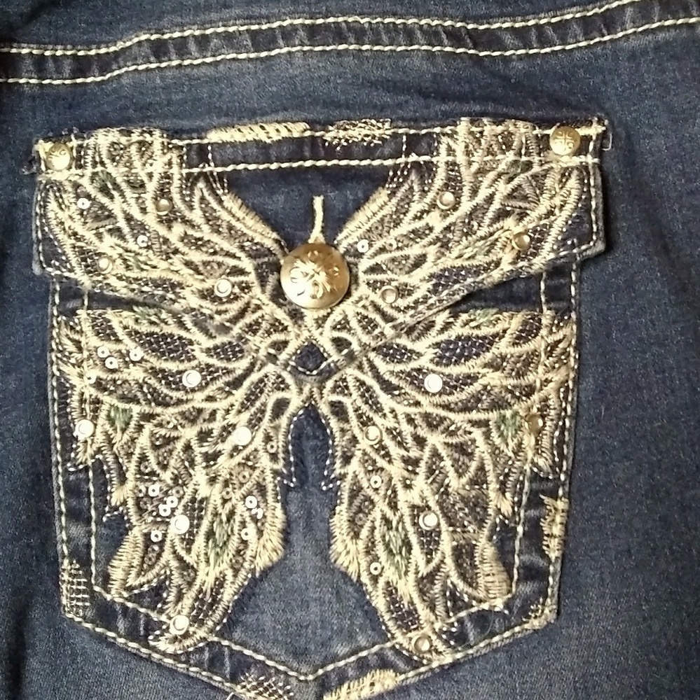 Love Indigo Bling Butterfly Jeans